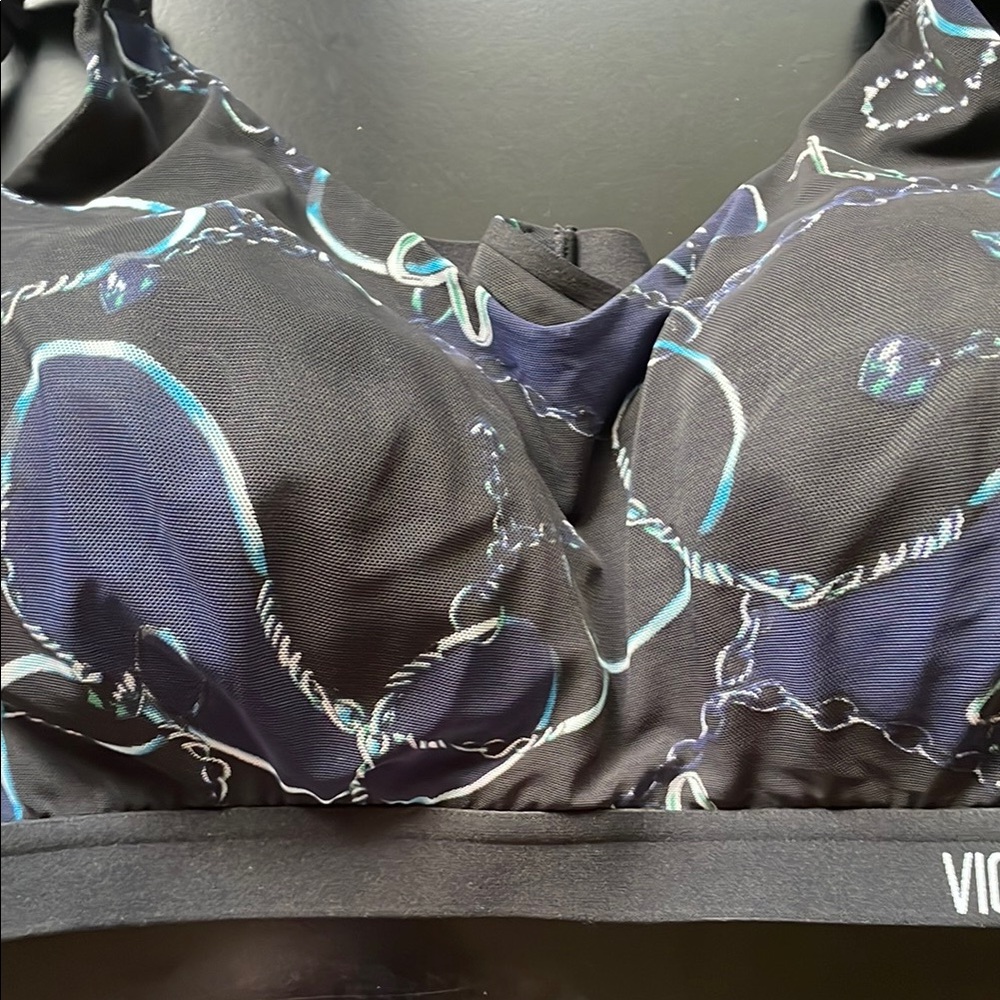Victoria's Secret Chain Print Bra in Black and Blue